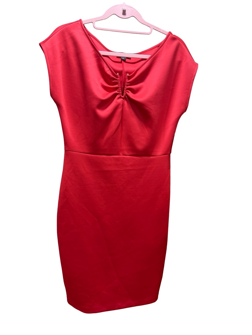 BOLD elements Vibrant Red Gathered Front Midi Dress